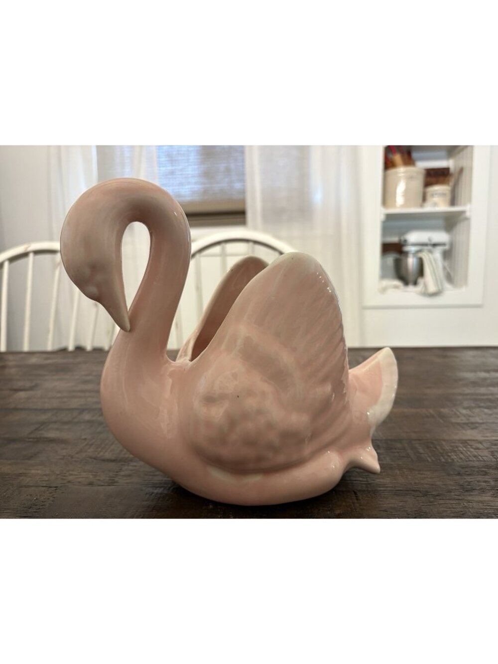Vintage Swan Planter Colonial China Pink MCM Art Pottery